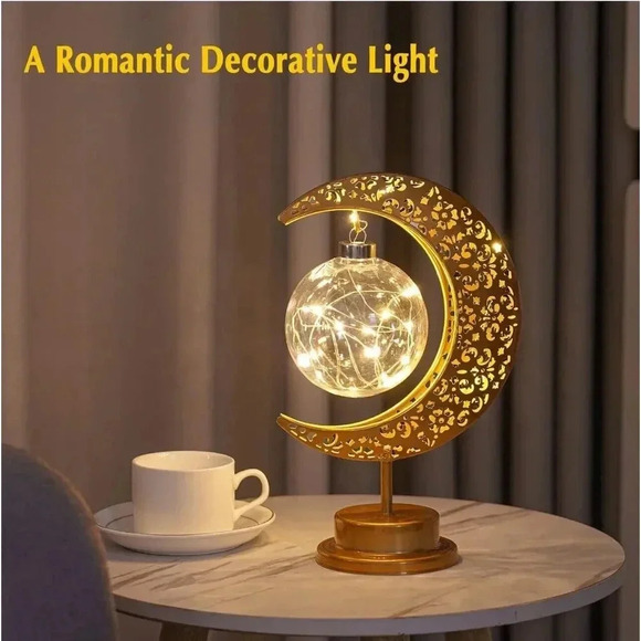 Enchanted Hanging Lunar Star  Crescent Moon Lamp Battery Opperated, Cordless, - Picture 3 of 5